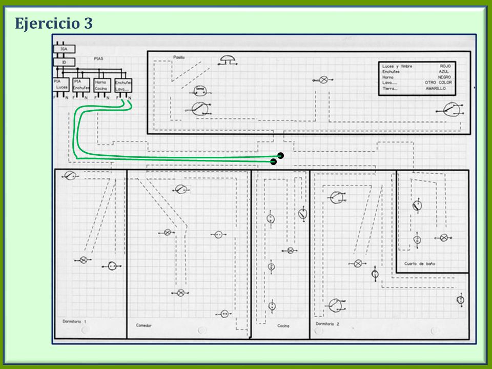 Ejercicio 3 Dibujar en la pizarra el circuito enchufe lavadora. Desde PIA Lavadora.