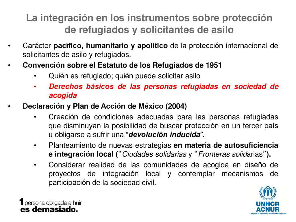 La integración en los instrumentos sobre protección de refugiados y solicitantes de asilo