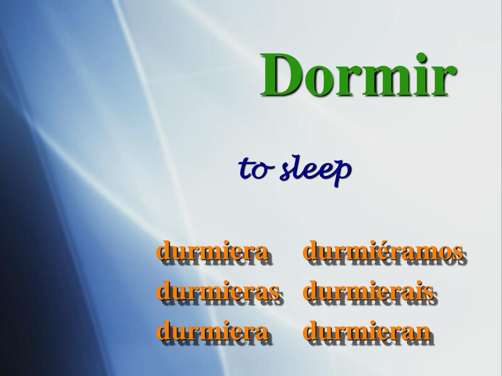 Dormir to sleep durmiera durmieras durmiéramos durmierais durmieran 9©
