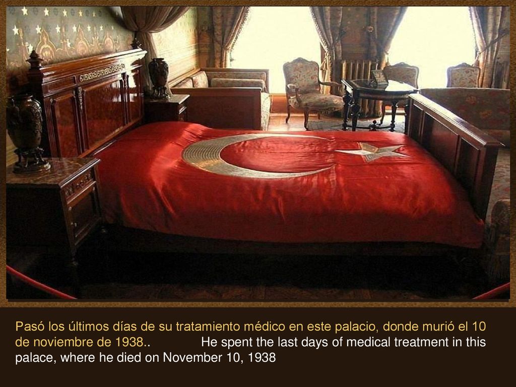Pasó los últimos días de su tratamiento médico en este palacio, donde murió el 10 de noviembre de