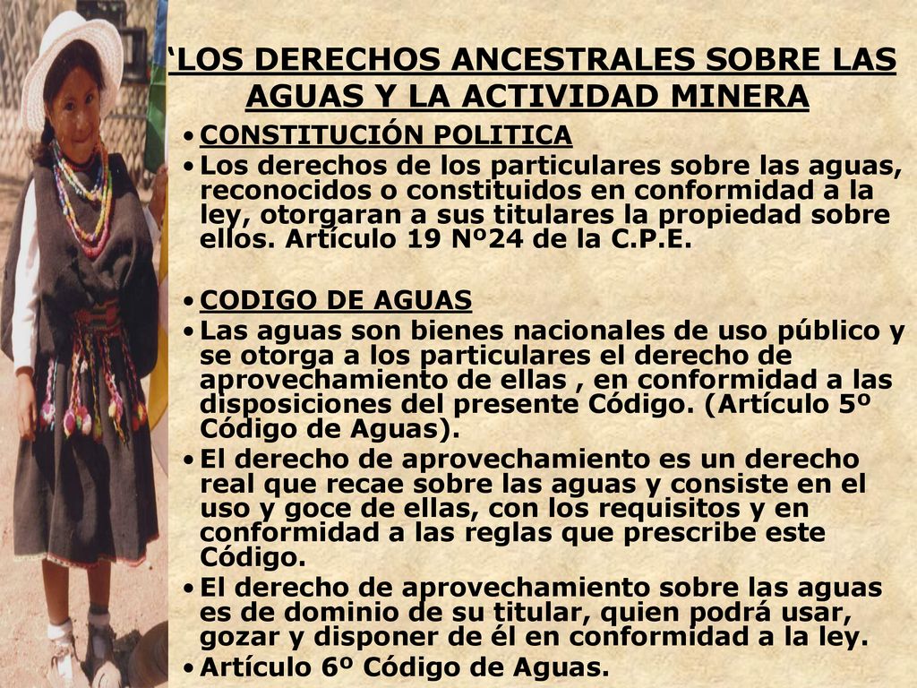 LOS DERECHOS ANCESTRALES SOBRE LAS AGUAS Y LA ACTIVIDAD MINERA