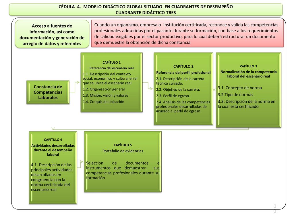 CÉDULA 4. MODELO DIDÁCTICO GLOBAL SITUADO EN CUADRANTES DE DESEMPEÑO