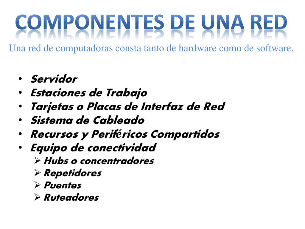 Una red de computadoras consta tanto de hardware como de software.