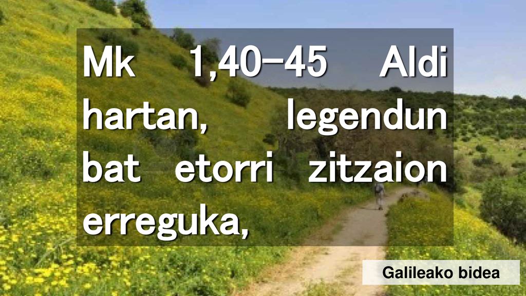 Mk 1,40-45 Aldi hartan, legendun bat etorri zitzaion erreguka,