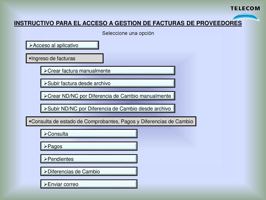 INSTRUCTIVO PARA EL ACCESO A GESTION DE FACTURAS DE PROVEEDORES
