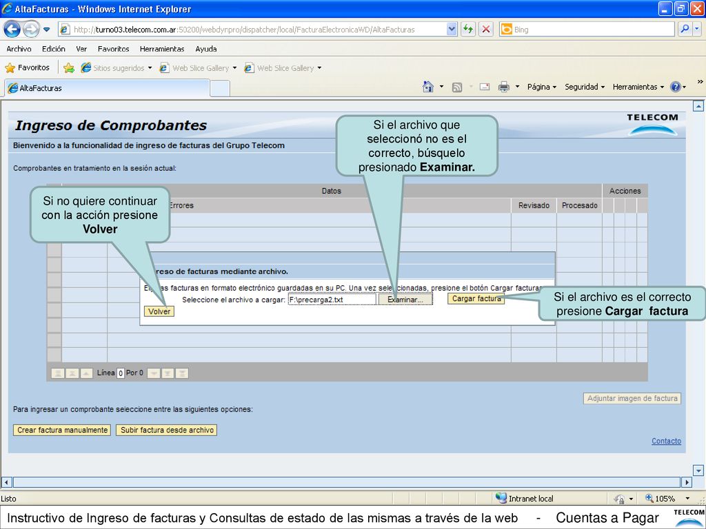 Si el archivo que seleccionó no es el correcto, búsquelo presionado Examinar.
