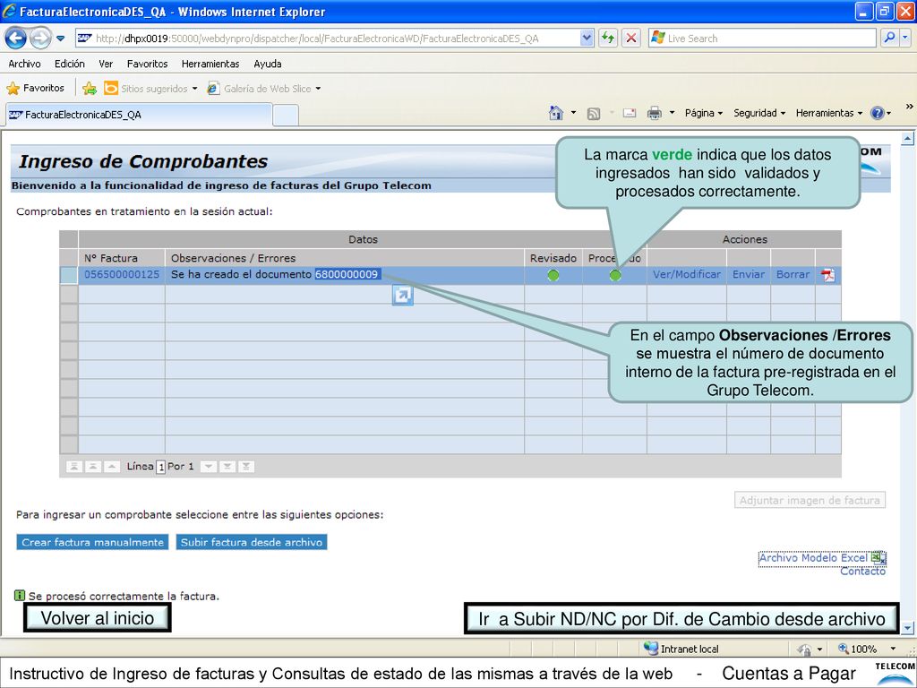 Ir a Subir ND/NC por Dif. de Cambio desde archivo