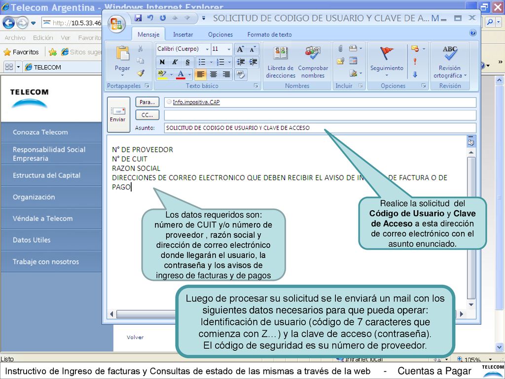 El código de seguridad es su número de proveedor.