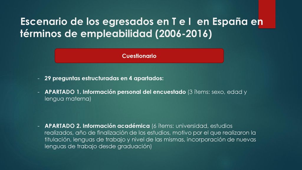 Escenario de los egresados en T e I en España en términos de empleabilidad ( )