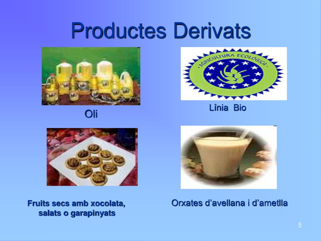 Productes Derivats Oli Línia Bio Orxates d’avellana i d’ametlla