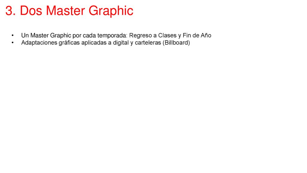 3. Dos Master Graphic Un Master Graphic por cada temporada: Regreso a Clases y Fin de Año.