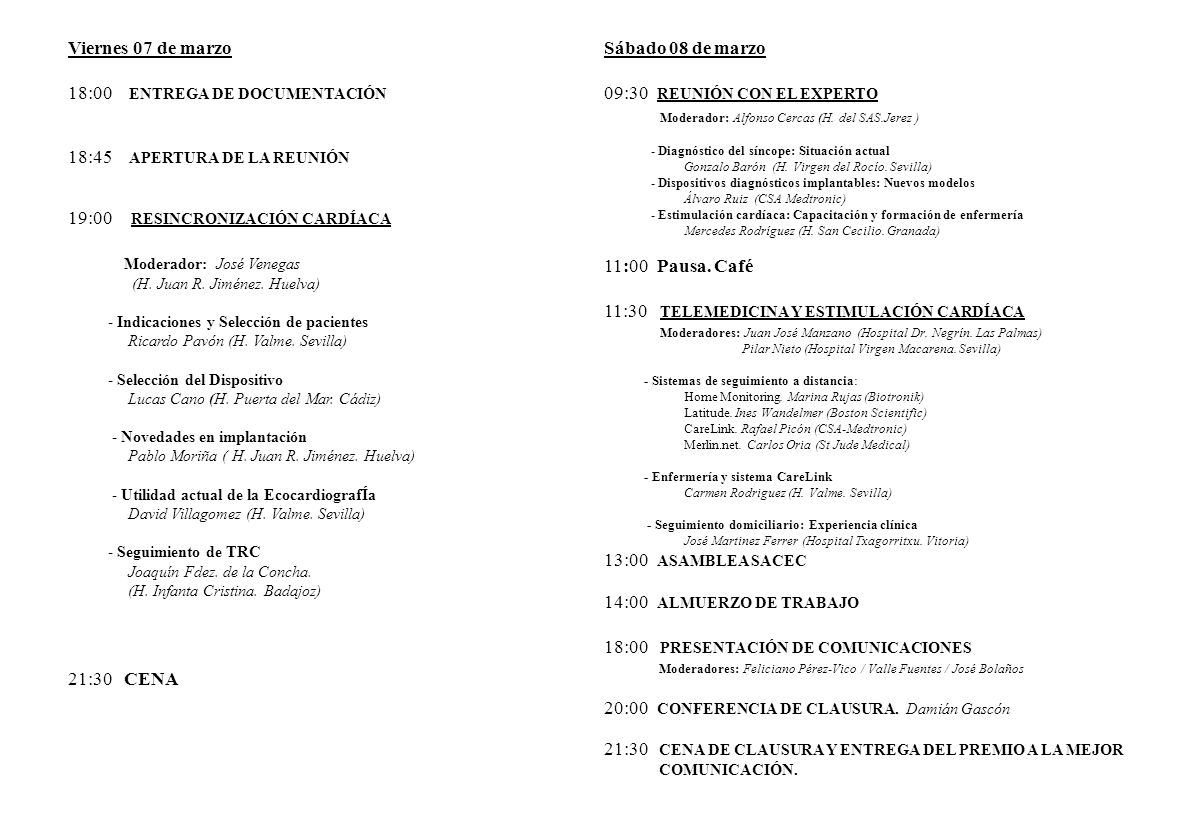 18:00 ENTREGA DE DOCUMENTACIÓN