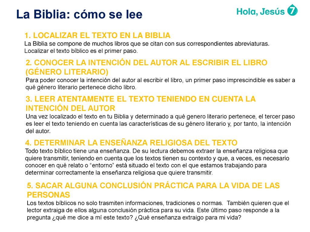 La Biblia: cómo se lee 1. LOCALIZAR EL TEXTO EN LA BIBLIA