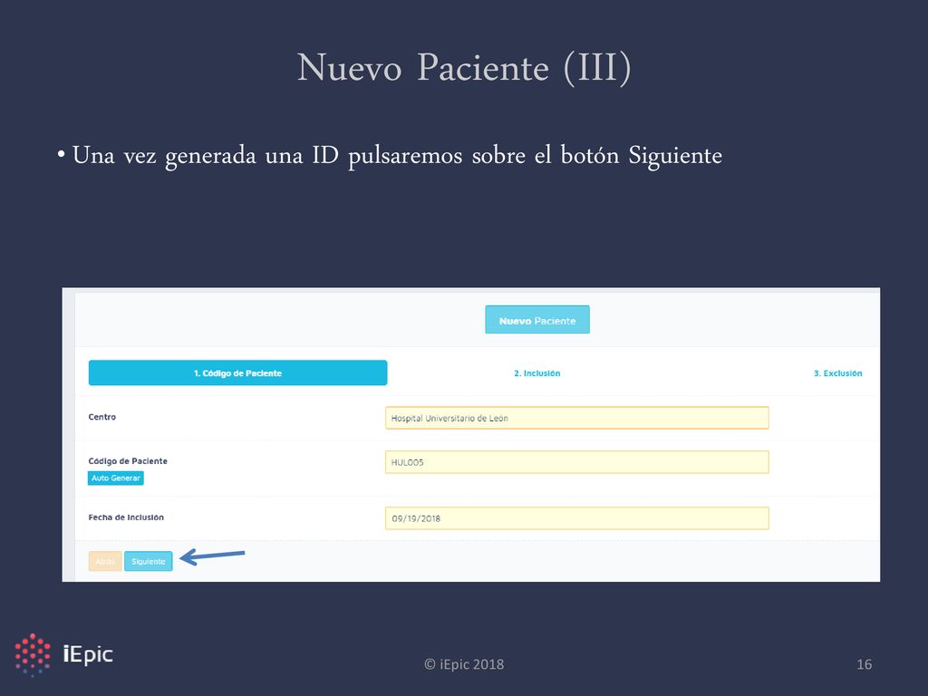 Una vez generada una ID pulsaremos sobre el botón Siguiente