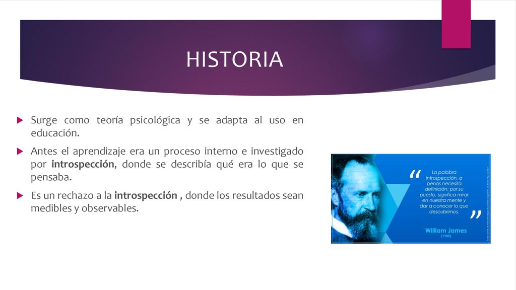 HISTORIA Surge como teoría psicológica y se adapta al uso en educación.