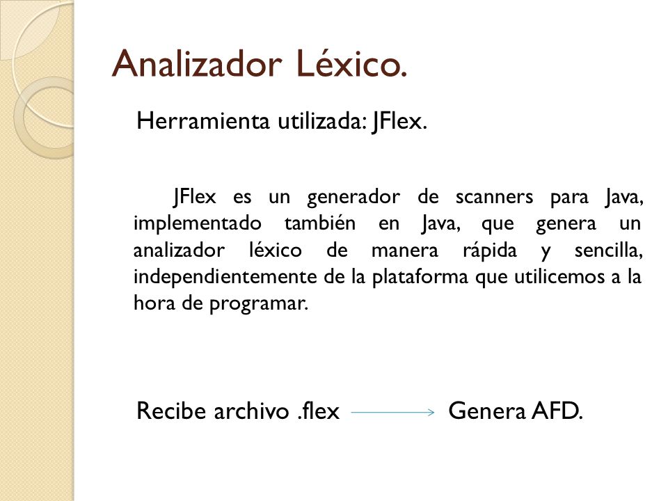 Analizador Léxico. Herramienta utilizada: JFlex.
