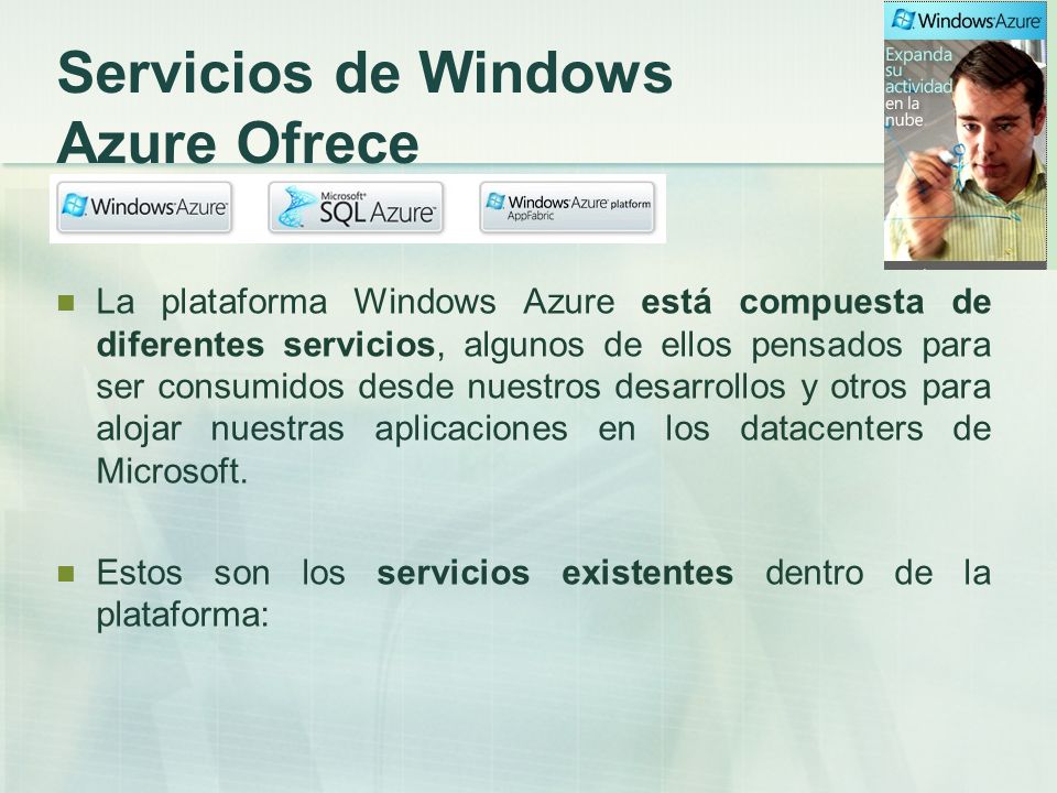 Servicios de Windows Azure Ofrece