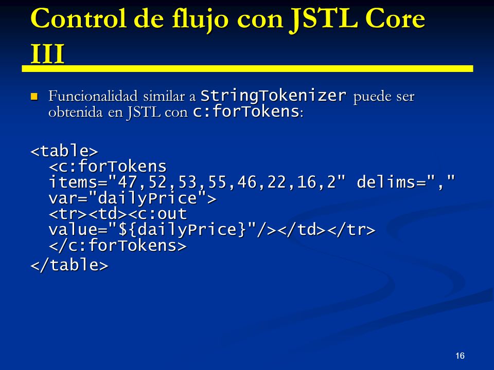 Control de flujo con JSTL Core III