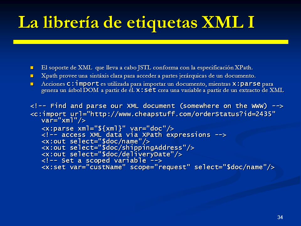 La librería de etiquetas XML I
