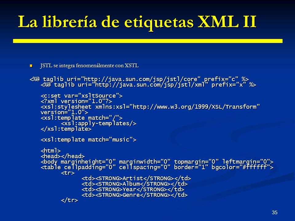 La librería de etiquetas XML II