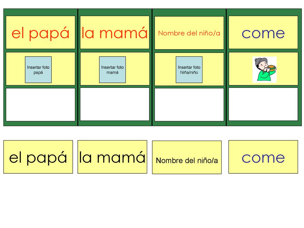 el papá la mamá come el papá la mamá come Nombre del niño/a