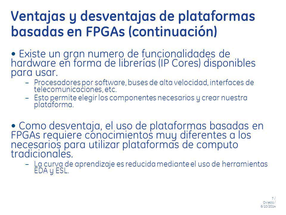 Ventajas y desventajas de plataformas basadas en FPGAs (continuación)