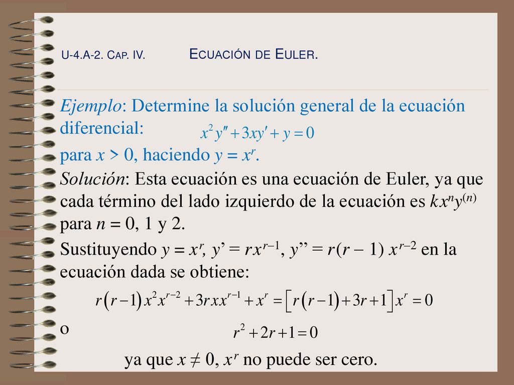 ya que x ≠ 0, x r no puede ser cero.