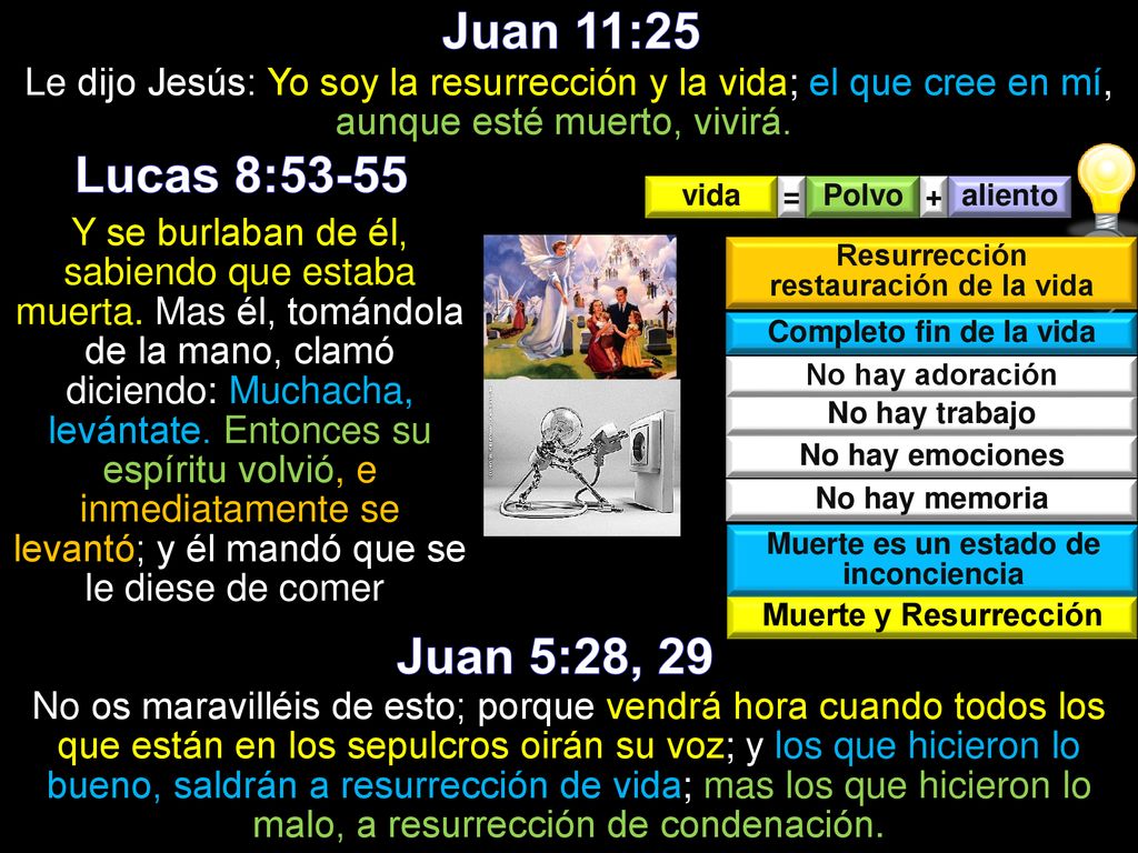Juan 11:25 Le dijo Jesús: Yo soy la resurrección y la vida; el que cree en mí, aunque esté muerto, vivirá.