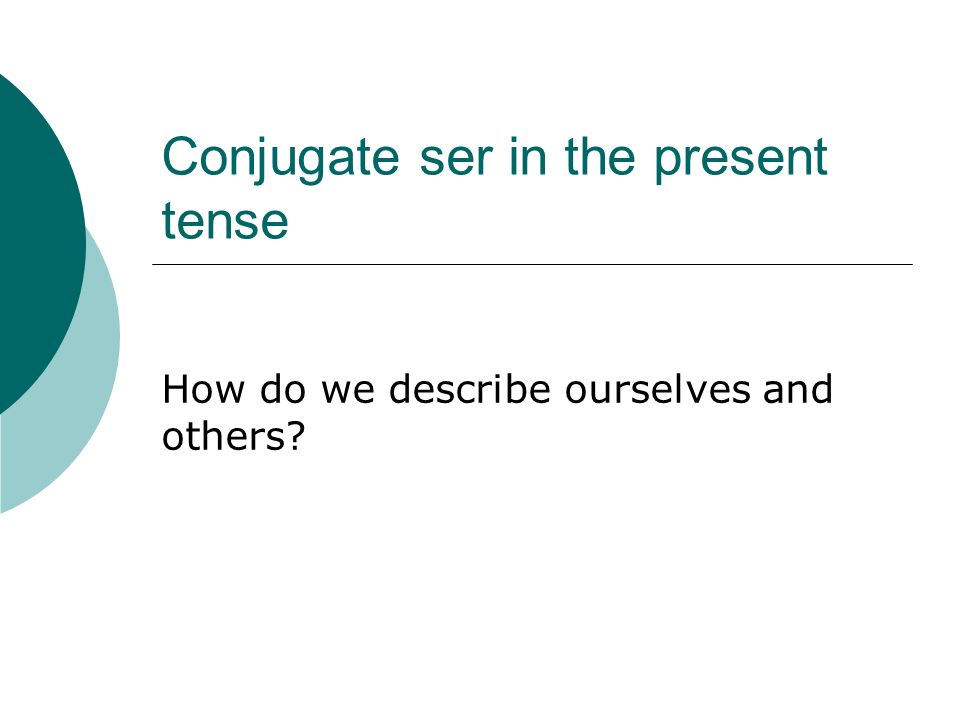 Conjugate ser in the present tense