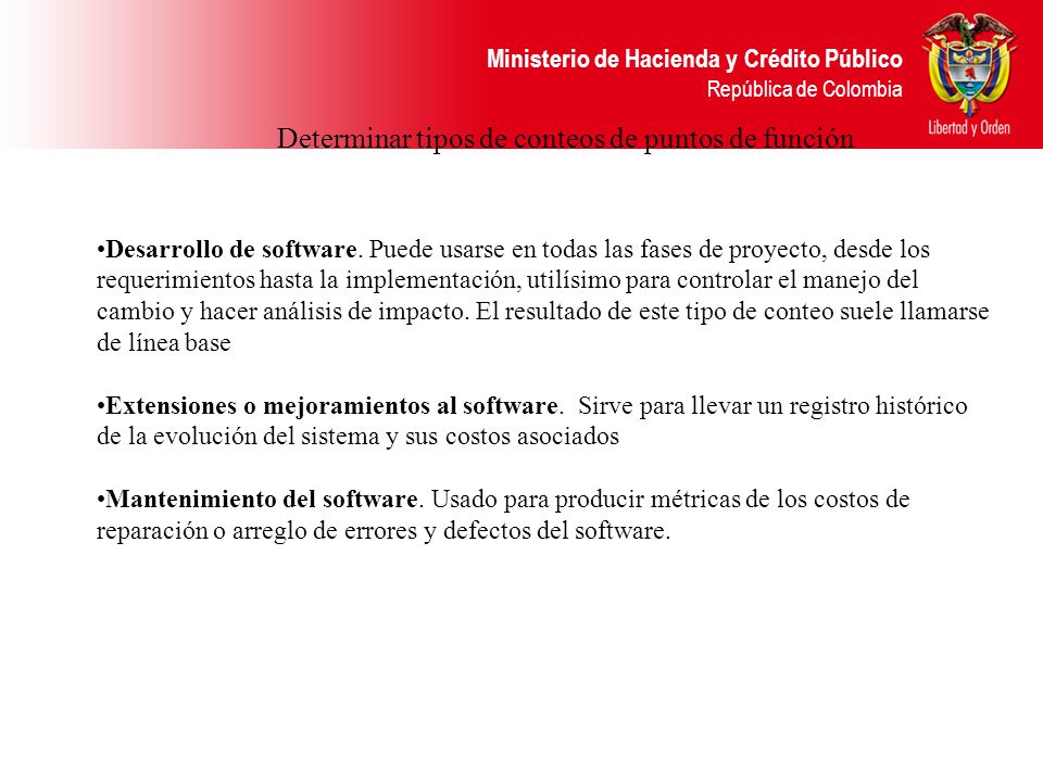 Determinar tipos de conteos de puntos de función