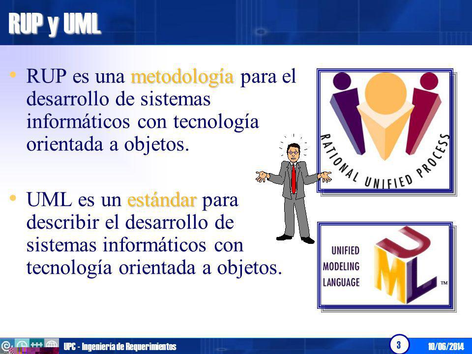 RUP y UML RUP es una metodología para el desarrollo de sistemas informáticos con tecnología orientada a objetos.