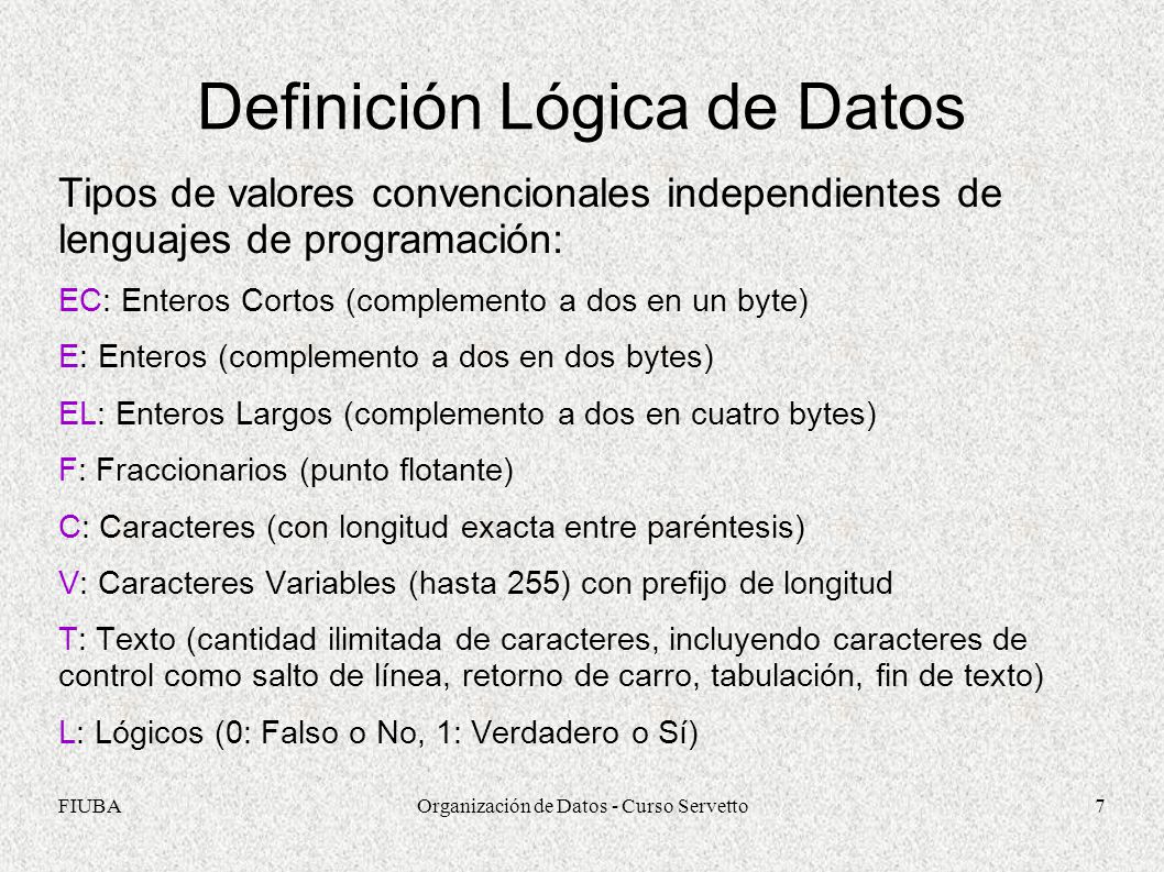 Definición Lógica de Datos