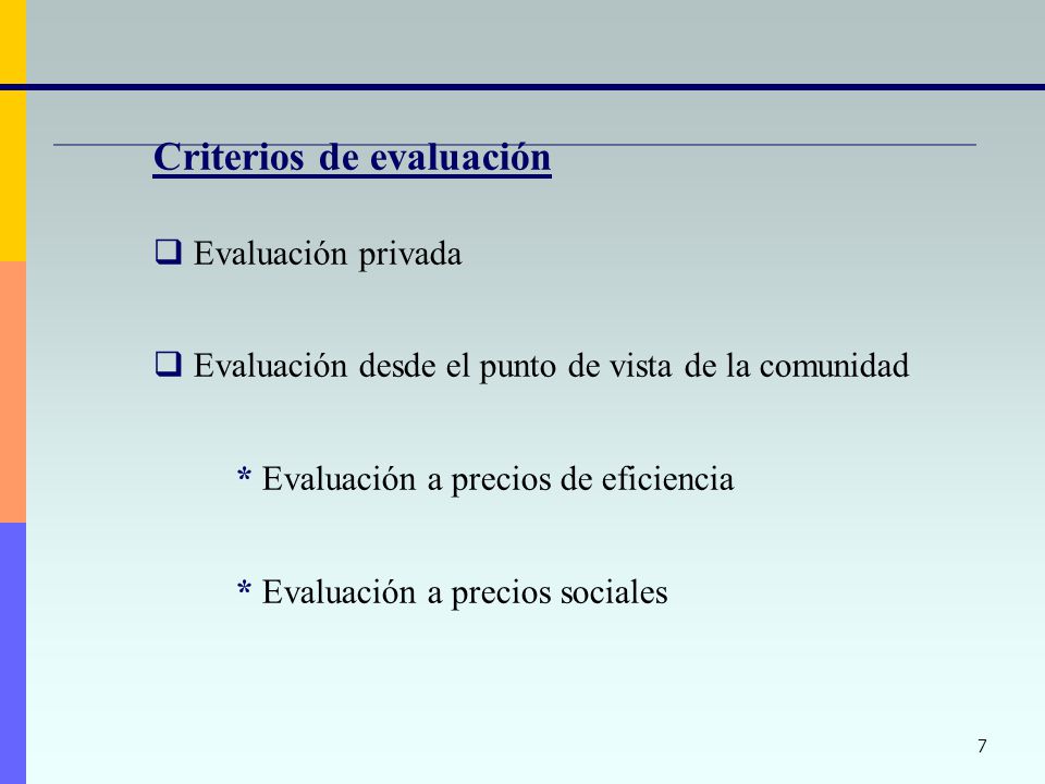 Criterios de evaluación