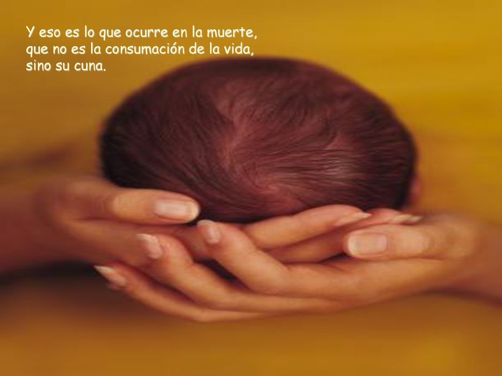 Y eso es lo que ocurre en la muerte, que no es la consumación de la vida, sino su cuna.