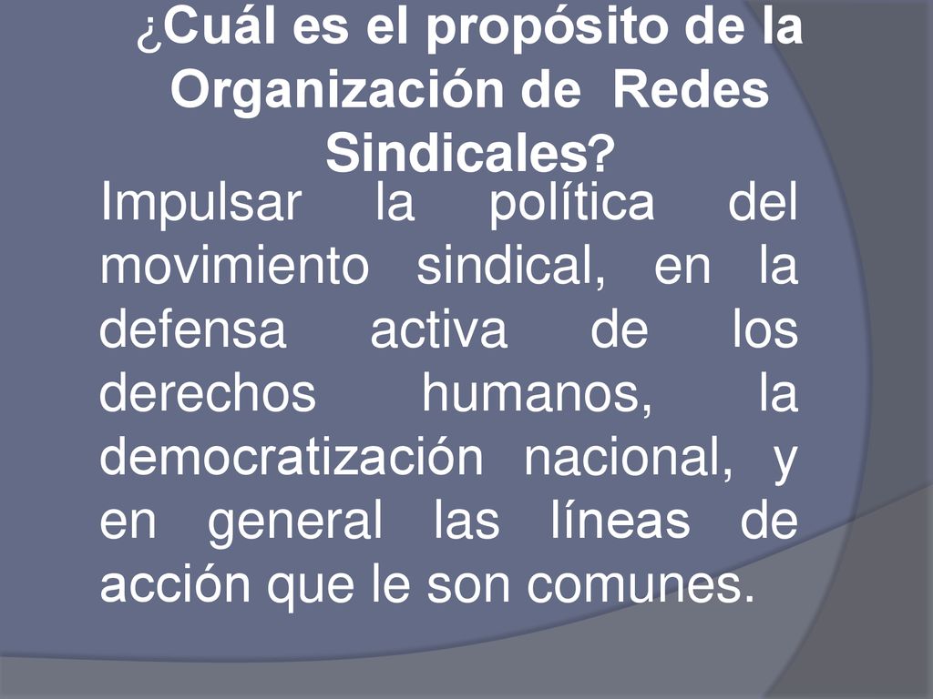 ¿Cuál es el propósito de la Organización de Redes Sindicales