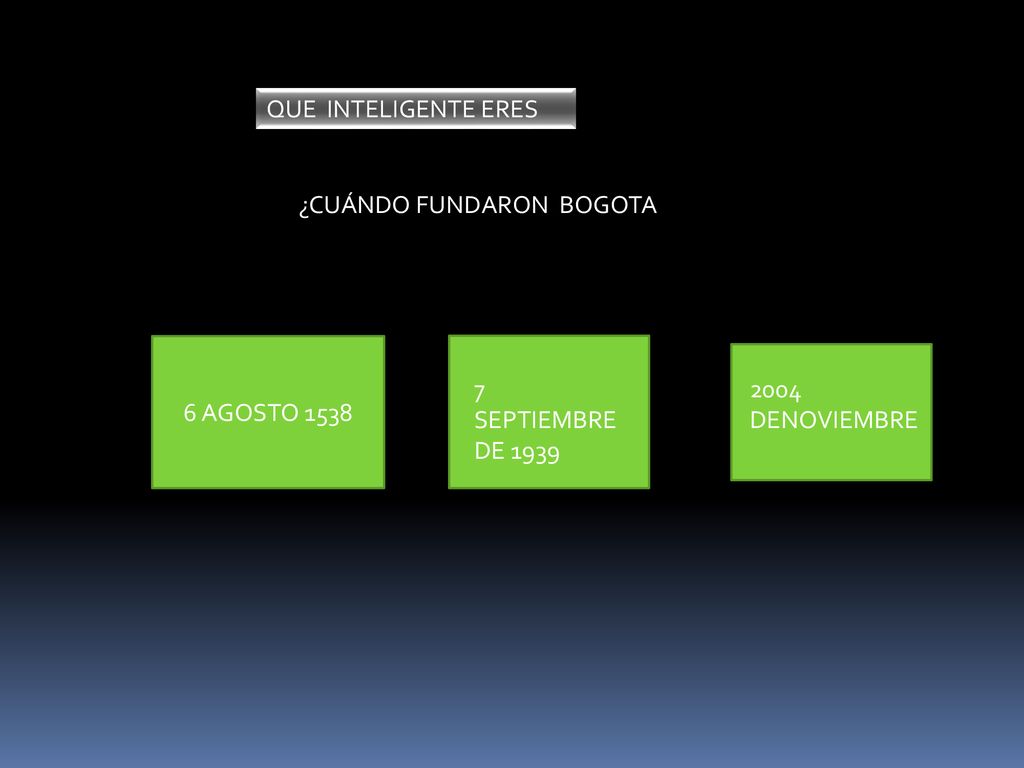 QUE INTELIGENTE ERES ¿CUÁNDO FUNDARON BOGOTA 6 AGOSTO SEPTIEMBRE DE DENOVIEMBRE