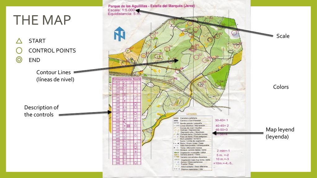 THE MAP Scale START CONTROL POINTS END Contour Lines (líneas de nivel)