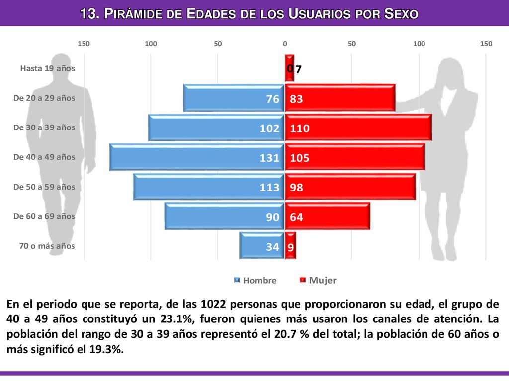 13. Pirámide de Edades de los Usuarios por Sexo