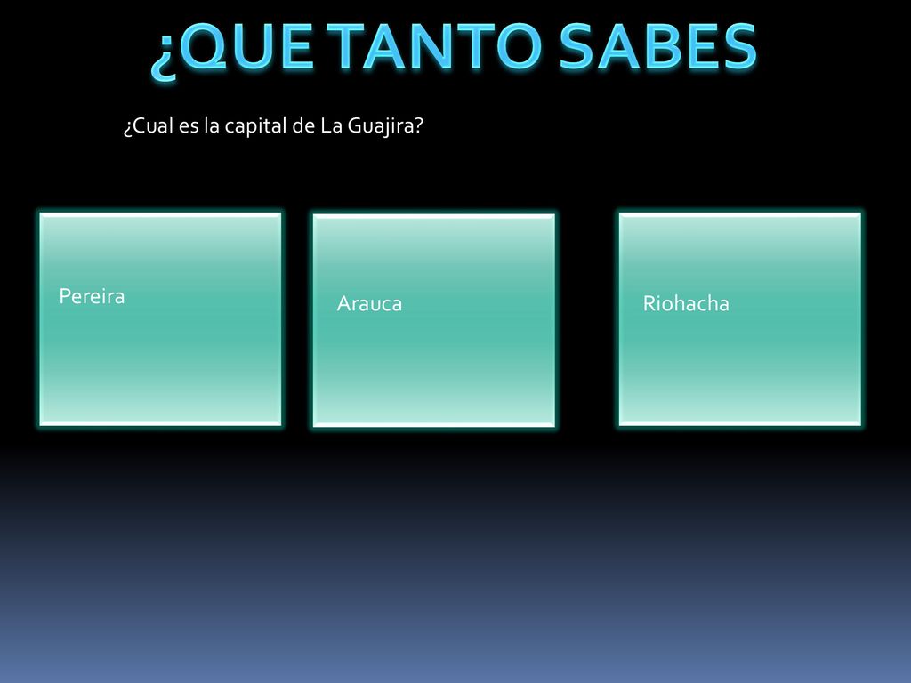 ¿QUE TANTO SABES ¿Cual es la capital de La Guajira Pereira Arauca