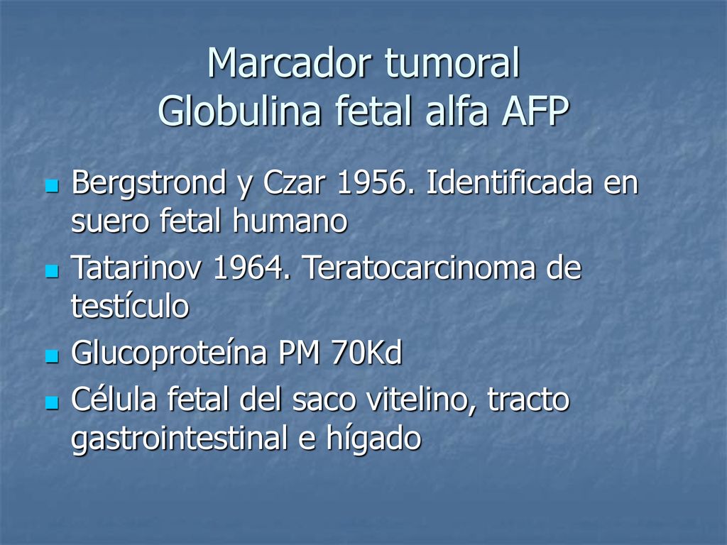 Marcador tumoral Globulina fetal alfa AFP