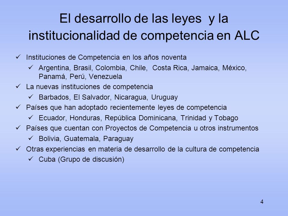 El desarrollo de las leyes y la institucionalidad de competencia en ALC