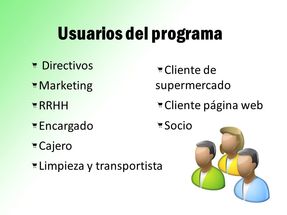 Usuarios del programa Directivos Cliente de supermercado Marketing