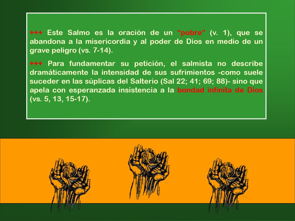 +++ Este Salmo es la oración de un pobre (v