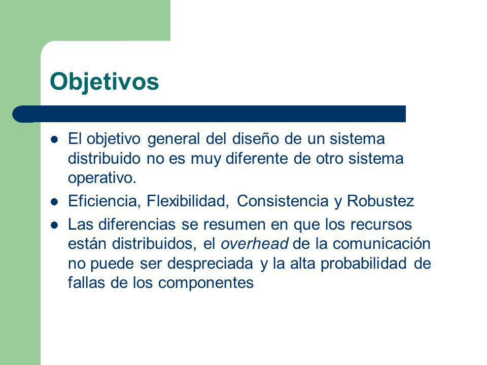 Objetivos El objetivo general del diseño de un sistema distribuido no es muy diferente de otro sistema operativo.