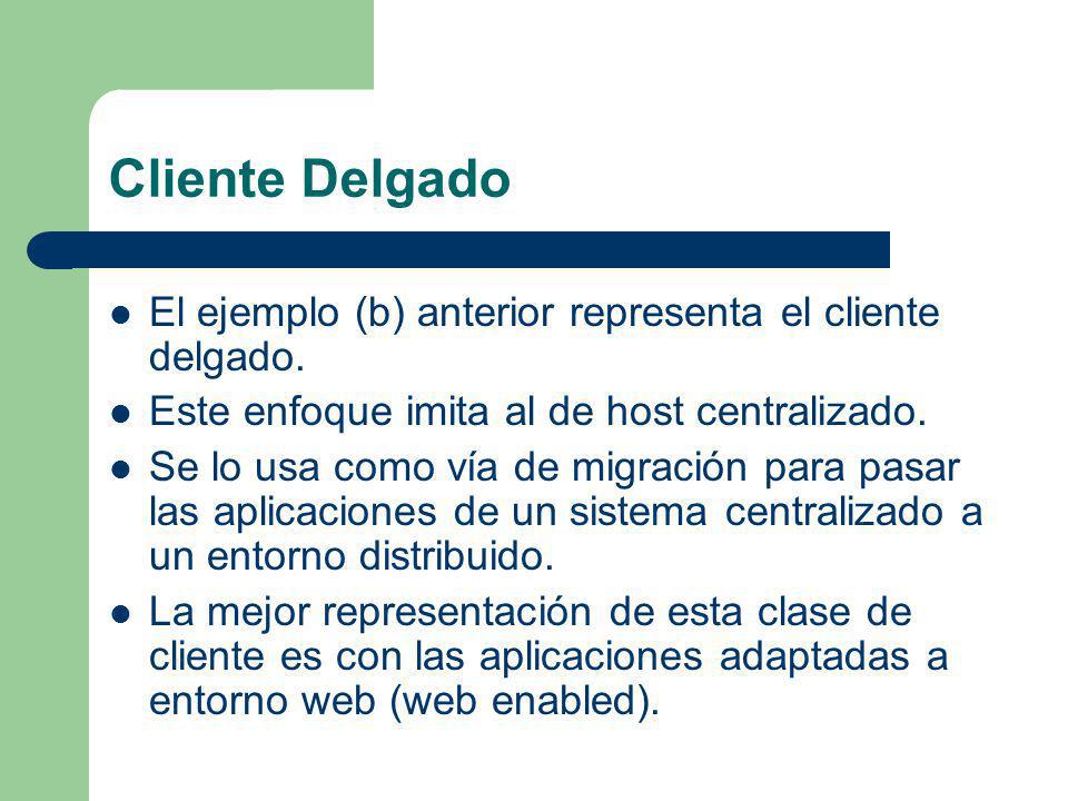 Cliente Delgado El ejemplo (b) anterior representa el cliente delgado.