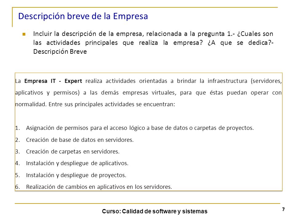 Descripción breve de la Empresa