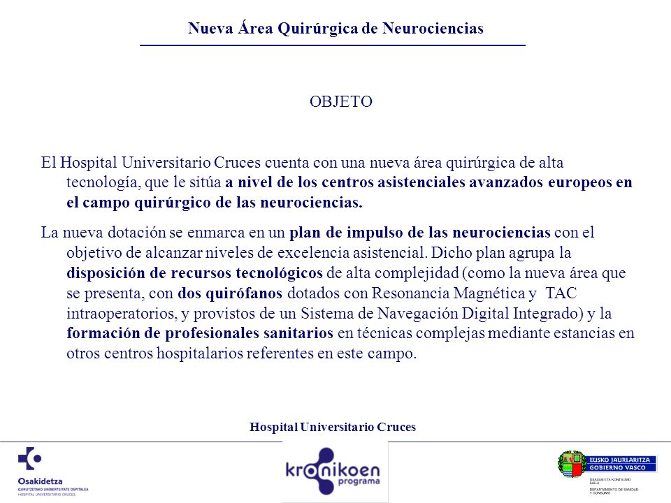 Nueva Área Quirúrgica de Neurociencias