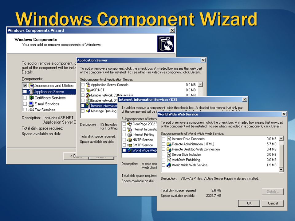 Windows Component Wizard