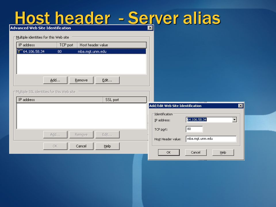 Host header - Server alias (Web Server)