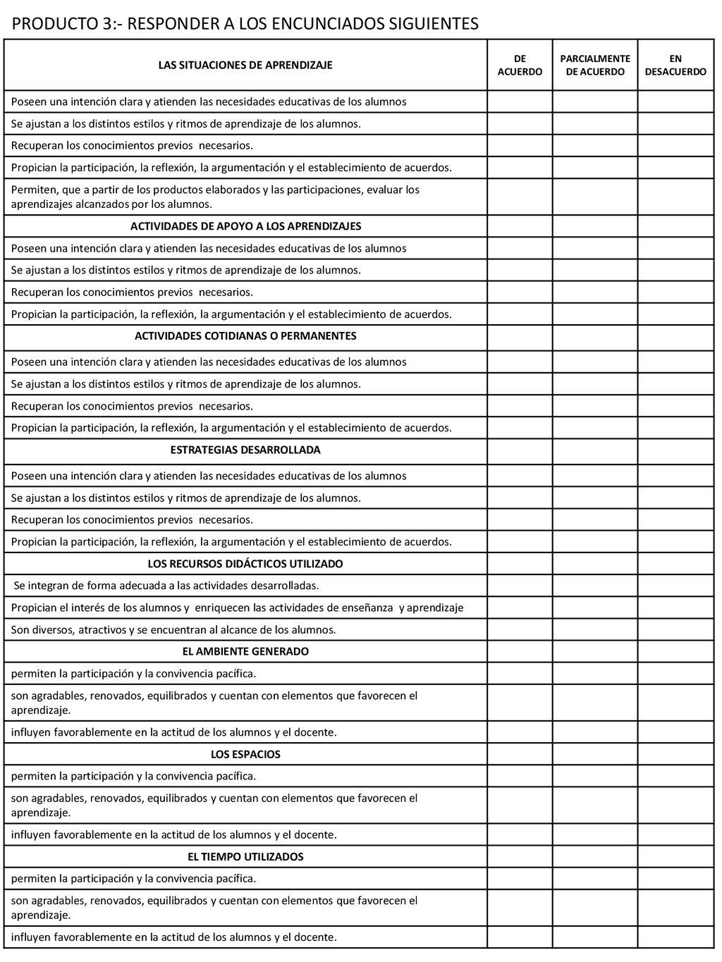 PRODUCTO 3:- RESPONDER A LOS ENCUNCIADOS SIGUIENTES